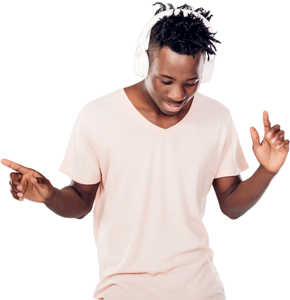 man dancing with headphones on